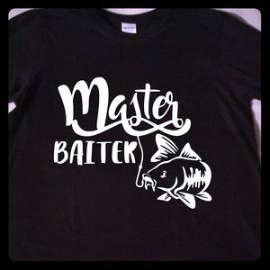 Handcrafted vinyl print fishing tee